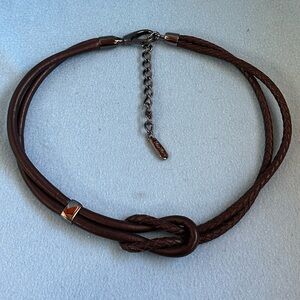 Max Mara Brown Leather Infinity Knot Woven Belt